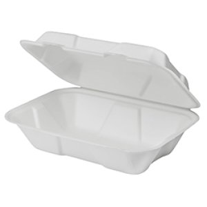 Product: COMPOSTABLE BAGASSE CONTAINER WITH FLAP 9X6X3 - 200/CS