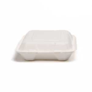 Product: COMPOSTABLE BAGASSE CONTAINER WITH FLAP 8X8X3 - 200/CS