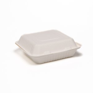 Product: COMPOSTABLE BAGASSE CONTAINER WITH FLAP 9X9X3 - 200/CS