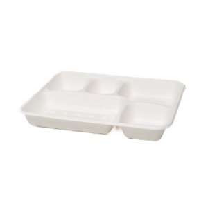 Product: BAGASSE CONTAINER 5 COMP. 28.2CMX22CMX3.75CM - 400/CASE